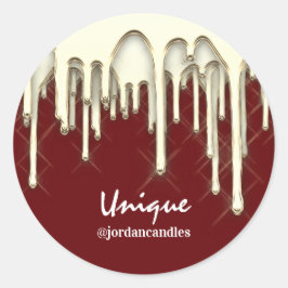 Candles Small BusIness Namn Faux Guld Burgundy Runt Klistermärke