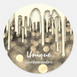 Candles Small BusIness Namn Faux Guld èDrips Runt Klistermärke