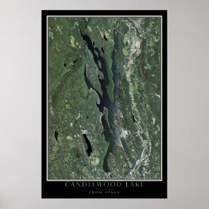 Candlewood sjöConnecticut satellit- karta Poster