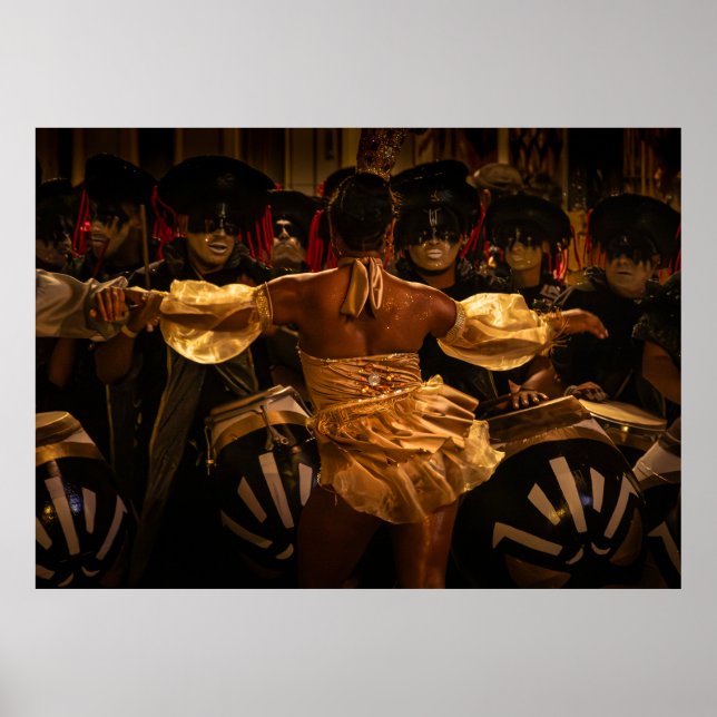 Candombe-trummare och vedette under karnevalen poster (Framsidan)