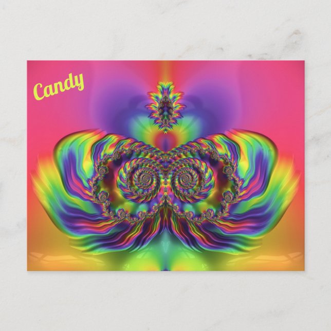 CANDY ~ 3D-designmönster ~ Flerfärgad Vykort (Framsida)