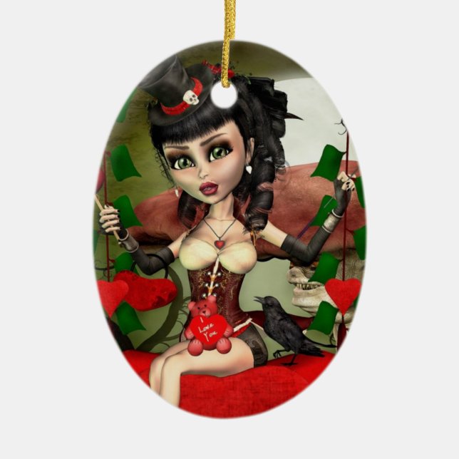 Candy Apple Kärlek Gothic Lolita Oval Ornament (Framsidan)