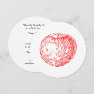 Candy Apple Red Letterpress Apple Inbjudningar