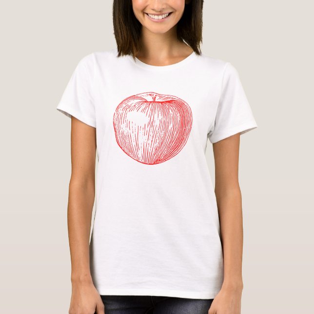 Candy Apple Red Letterpress Apple Tee Shirt (Framsida)