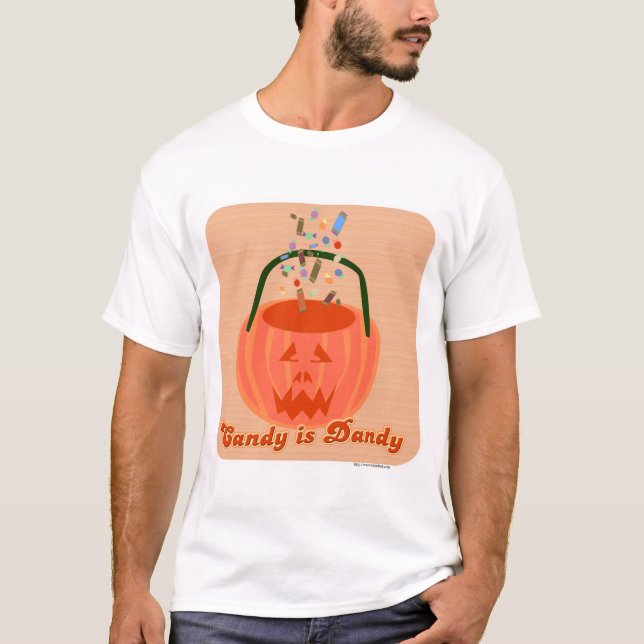 Candy är Dandy Roligt Halloween Tecknad Slogan Tee (Framsida)