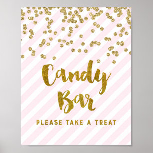 Candy Bar Baby Shower Skylt Rosa Guld Ränder