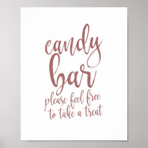 Candy Bar Rose Gold Glitter Script 8x10 Skylt
