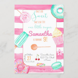 Candy Birthday Invitation, Sweets Invite Inbjudningar