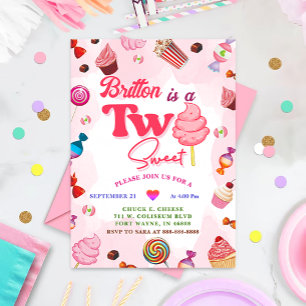 Candy Birthday Two Sweet Party Inbjudningar