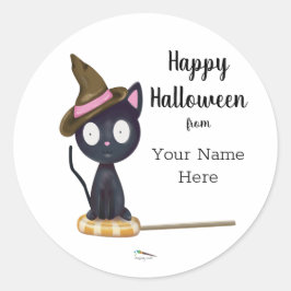 Candy Black Cat Halloween-Anpassningsbar Runt Klistermärke