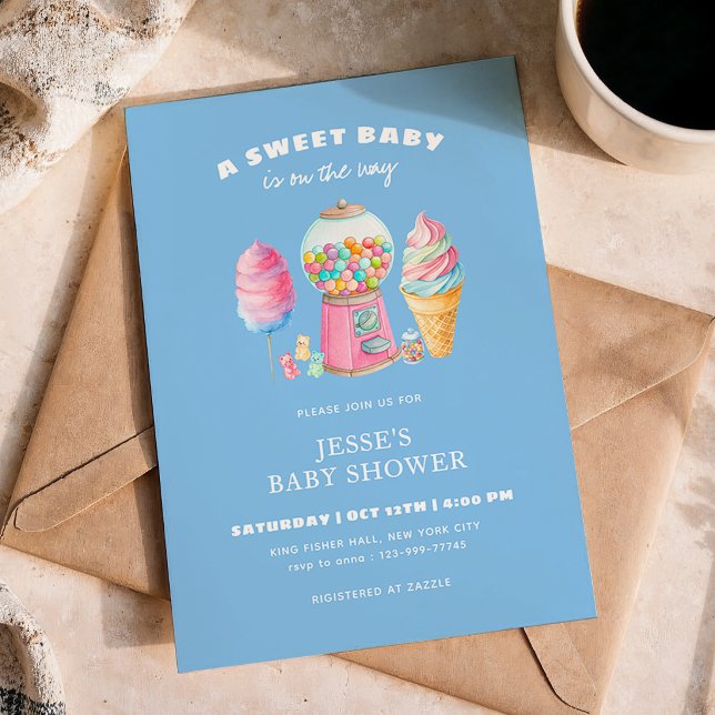 Candy Blue A Sweet Baby Shower is on the way  Inbjudningar (Skapare uppladdad)