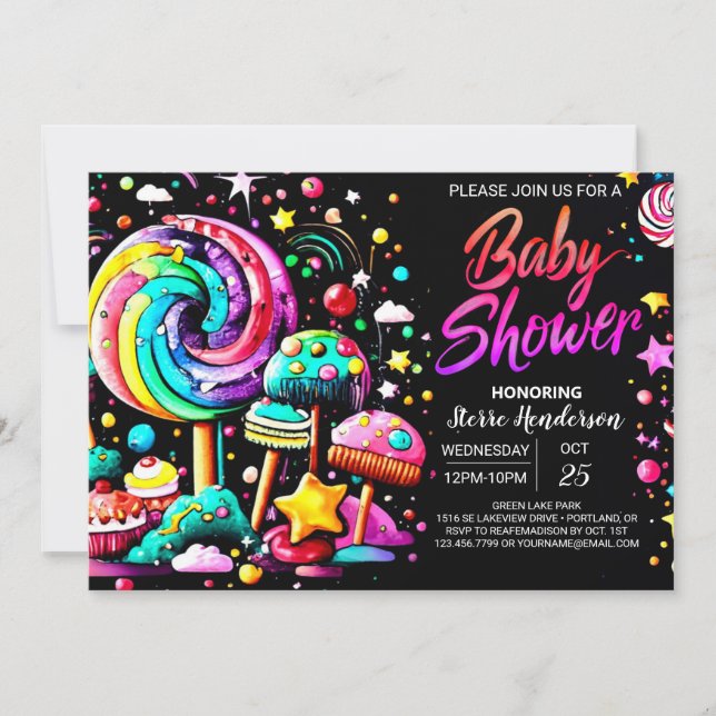 Candy Bohemian Baby Shower Inbjudningar (Framsida)