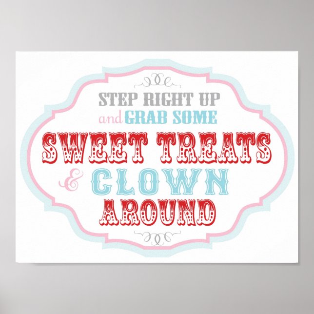 Candy Booth Sign för Carnival Circus Birthday Poster (Framsidan)