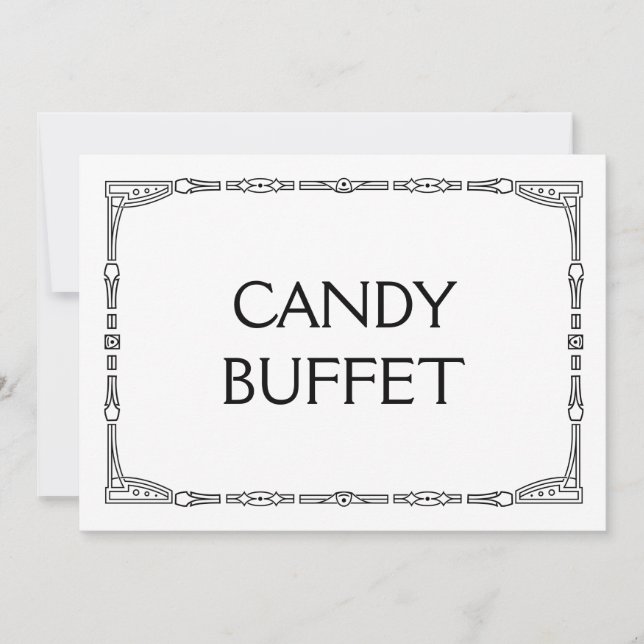 "Candy Buffet" Art Deco Stil Bröllop Sign (Framsida)