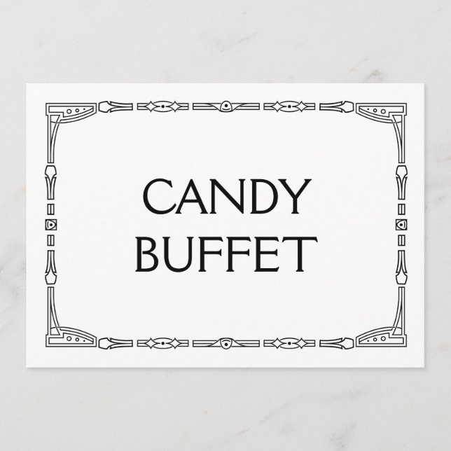 "Candy Buffet" Art Deco Stil Bröllop Sign (Framsida)