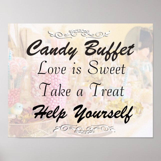 Candy Buffet Bröllop eller Baby Shower-skylt Poster (Framsidan)