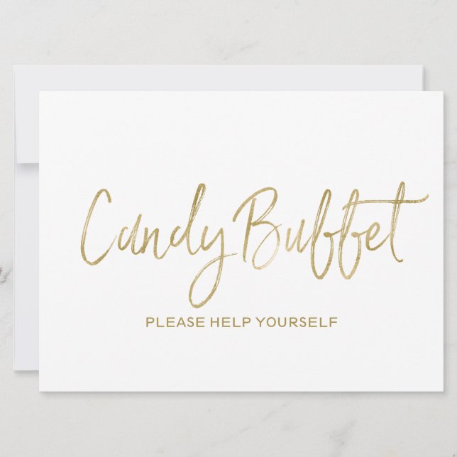 "Candy buffet" Bröllop Sign | Snyggt Golden Inbjudningar (Framsida)
