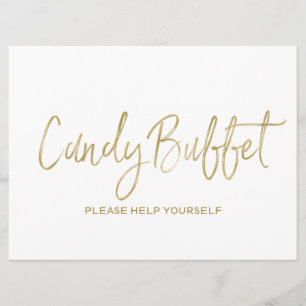 "Candy buffet" Bröllop Sign Snyggt Golden Inbjudningar