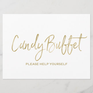 "Candy buffet" Bröllop Sign | Snyggt Golden Inbjudningar