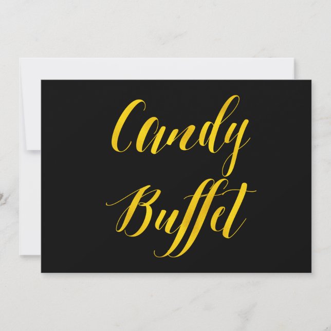 ’Candy Buffet’ Faux Gold Foil Chic Bröllop Sign (Framsida)