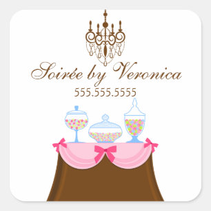 Candy Buffet och Dessert Bord Stickers Fyrkantigt Klistermärke