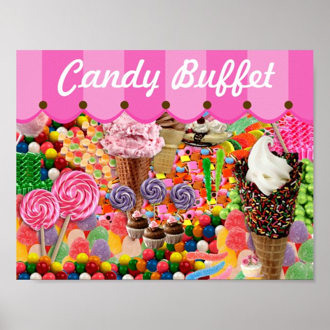 Candy Buffet Rand Canopy Bröllop Poster tecken (Framsidan)