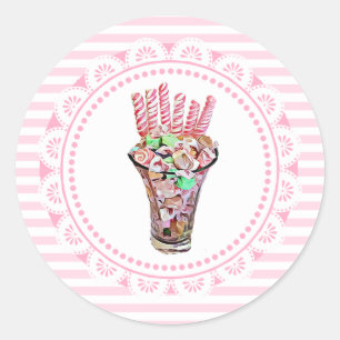 Candy Buffet Rosa Whimsical Stickers Runt Klistermärke