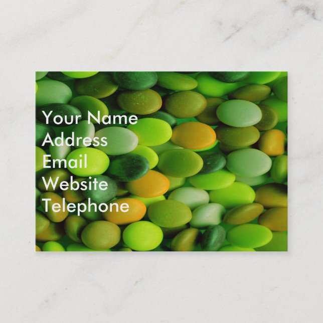 Candy Buttons grönt Visitkort (Framsida)
