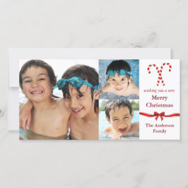 Candy cane 3-fotojul - fotokort julkort