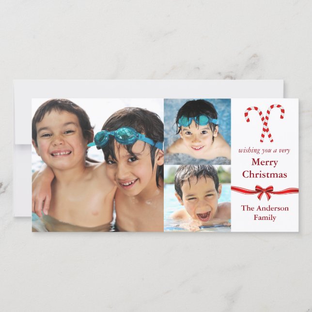 Candy cane 3-fotojul - fotokort julkort (Framsida)