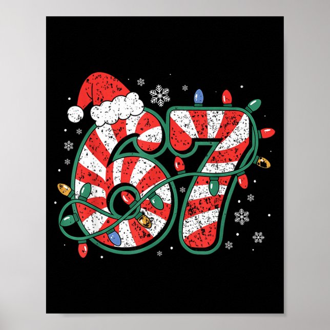 Candy Cane 67 Funny Christmas 67 Six Seven Candy C Poster (Framsidan)