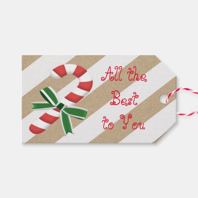 Candy cane all lycka för dig presentetikett (Framsidan (Horizontal))