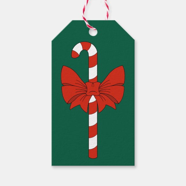 Candy Cane and Bow Presentetikett (Framsidan)