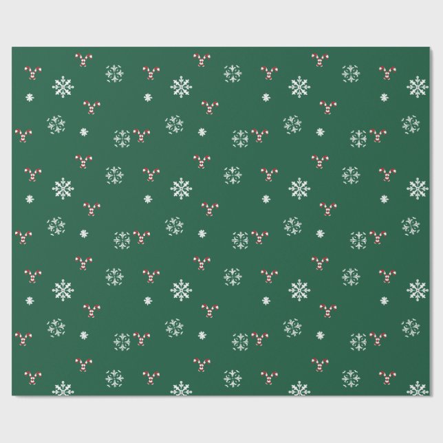 Candy Cane and Snowflakes Wrapping Paper Presentpapper (Platt)