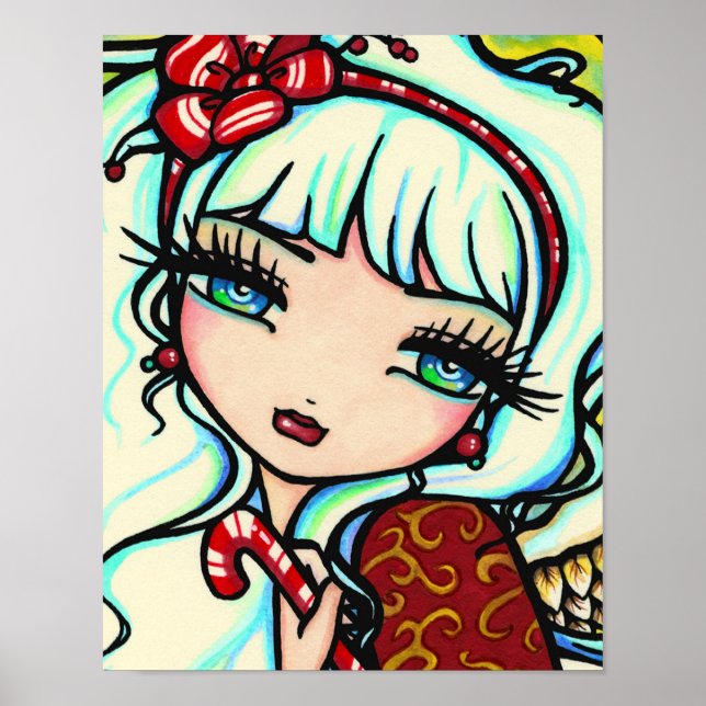 Candy cane Angel Art av Hannah Lynn Poster (Framsidan)