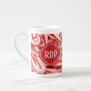 Candy cane Anpassningsbar Text Bone China Mugg Benporslin Mugg