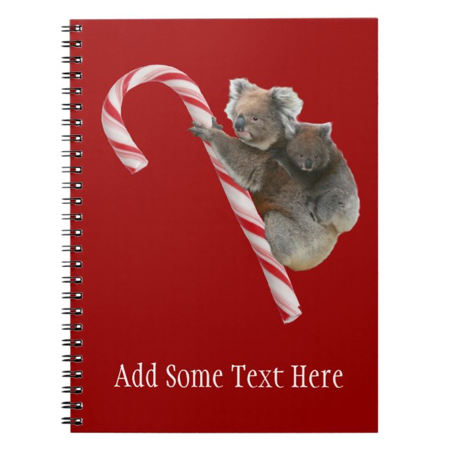 Candy cane Australian Koala Bears Anteckningsbok Med Spiral (Framsidan)