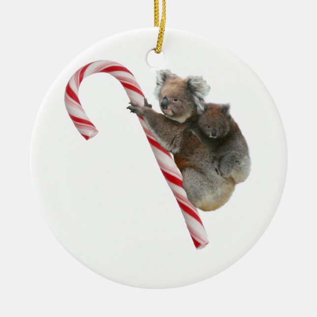 Candy cane Australian Koala Bears Julgransprydnad Keramik (Framsidan)