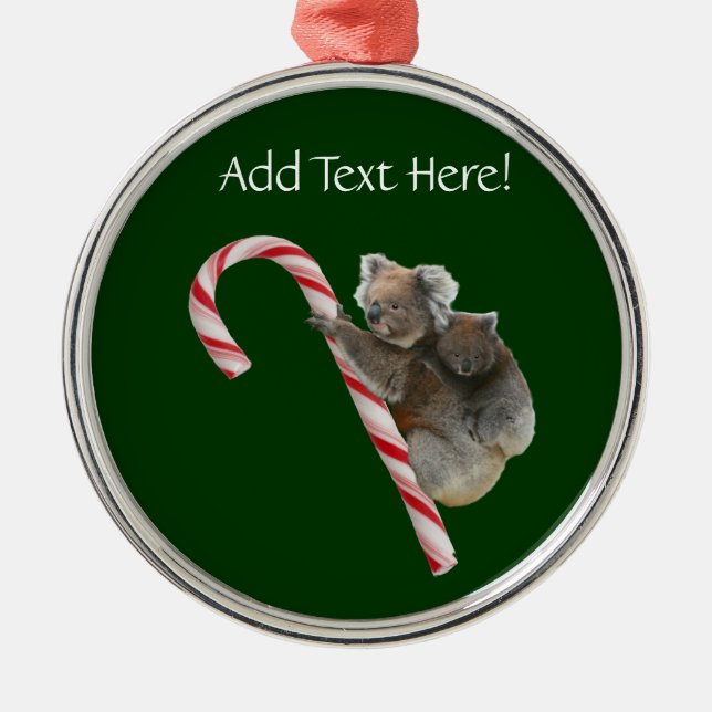 Candy cane Australian Koala Bears Julgransprydnad Metall (Framsidan)