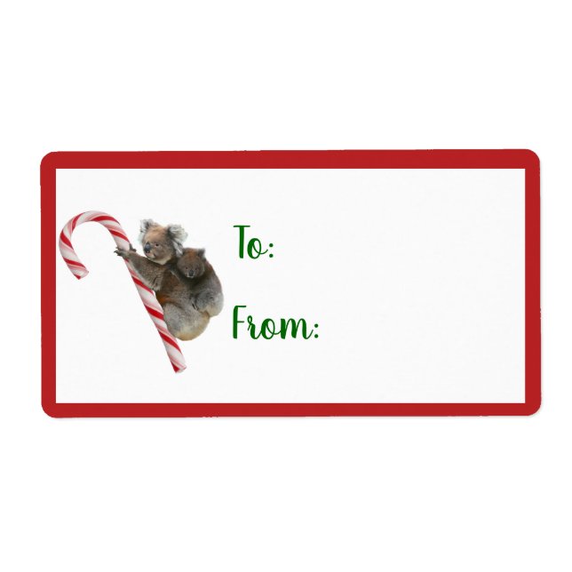 Candy cane Australian Koala Bears Label Fraktsedel (Framsidan)
