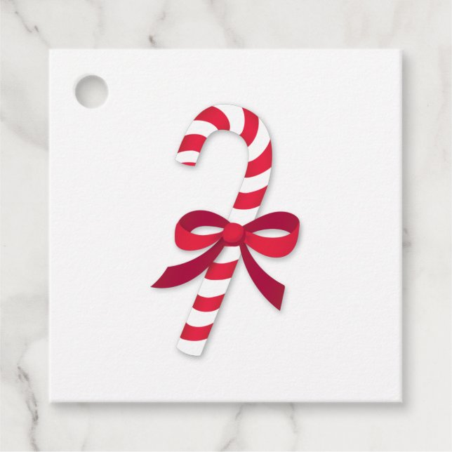 Candy Cane Band Klassisk Illustration Gåvor Etiketter (Framsida)