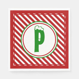 Candy cane Basics Red/White Monogram Pappersservett