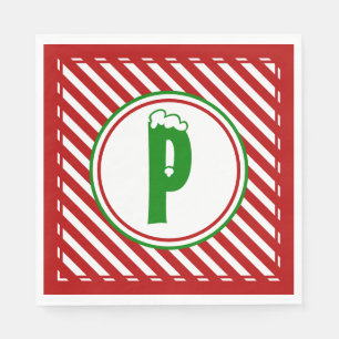 Candy cane Basics Red/White Monogram Pappersservett
