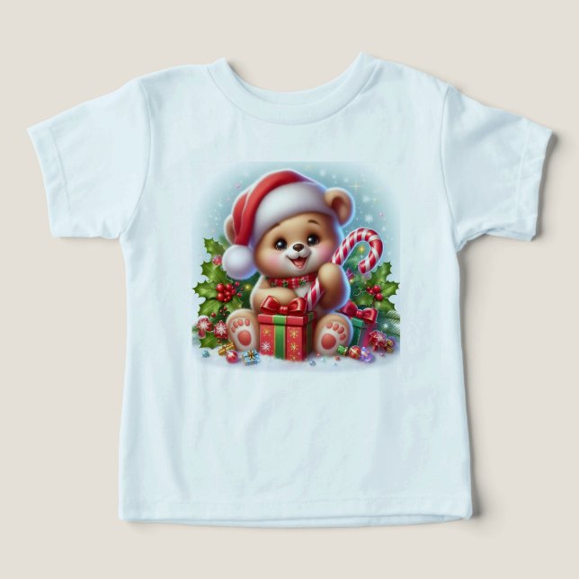 Candy Cane Bear" – Adorable Baby Bear Christmas To T Shirt (Design Framsida)