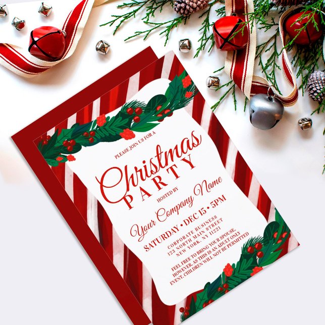 Candy cane Berry Lövs Corporate jul Invita Inbjudningar (Skapare uppladdad)