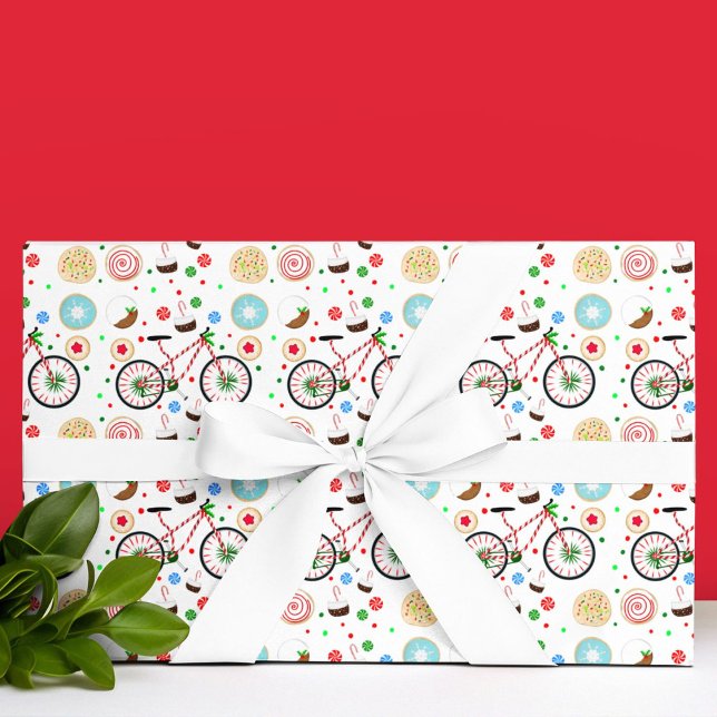 Candy Cane Bicycle with Christmas Treats Presentpapper (Skapare uppladdad)