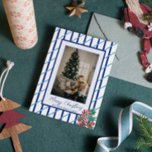 Candy Cane & Blå Ränder | Jul Familjefoto