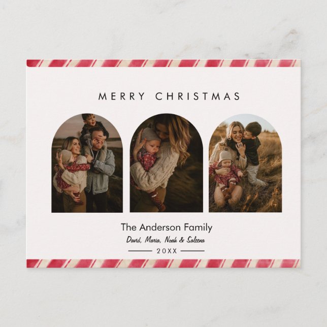  Candy Cane Border 3 Arch Photos Merry Christmas   Vykort (Framsida)