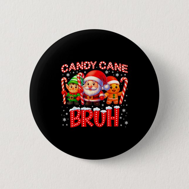 Candy Cane Bruh Cute Santa Elf Christmas Xmas Boy  Knapp (Framsida)