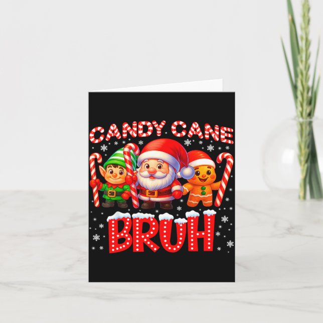 Candy Cane Bruh Cute Santa Elf Christmas Xmas Boy  Kort (Framsida)